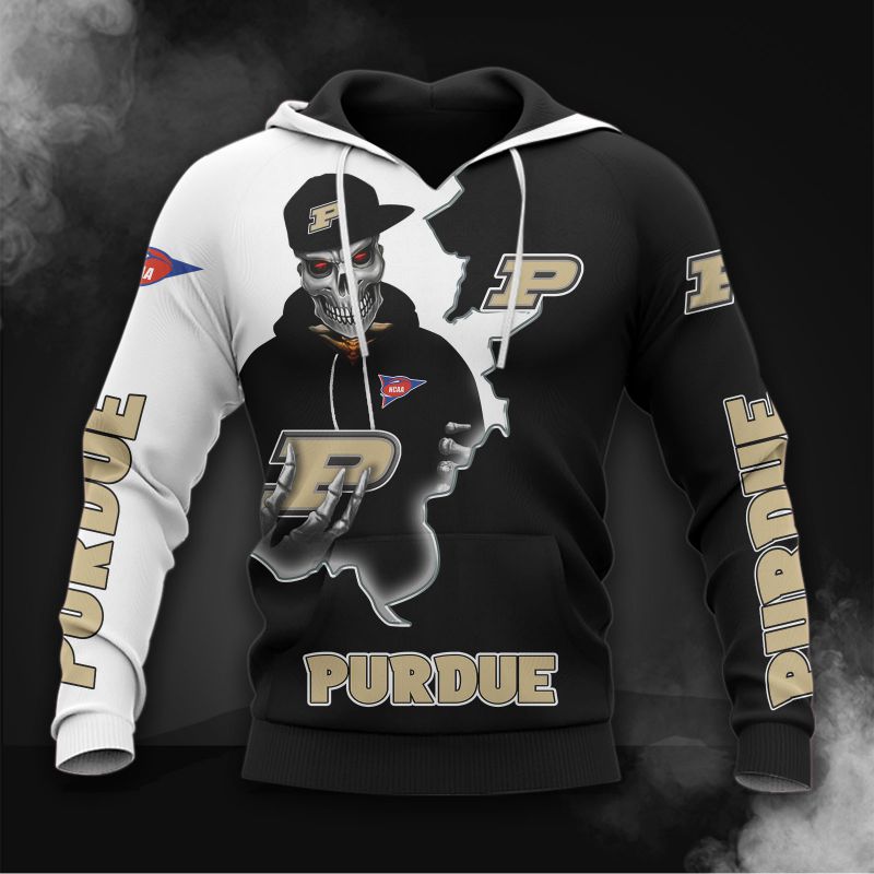 Purdue Boilermakers Ncaa Us Flag Skull 3d All Over Print Hoodie